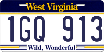 WV license plate 1GQ913