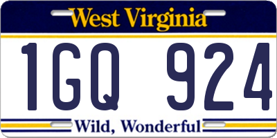 WV license plate 1GQ924