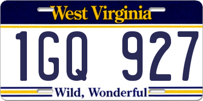 WV license plate 1GQ927