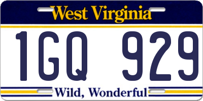 WV license plate 1GQ929