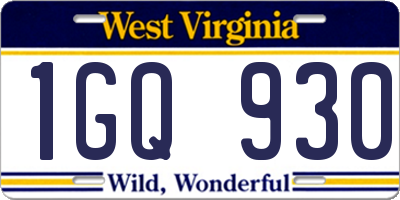 WV license plate 1GQ930