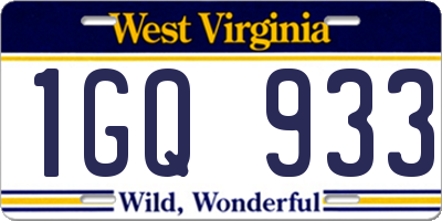 WV license plate 1GQ933