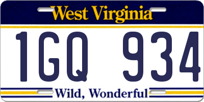 WV license plate 1GQ934