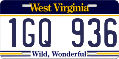 WV license plate 1GQ936