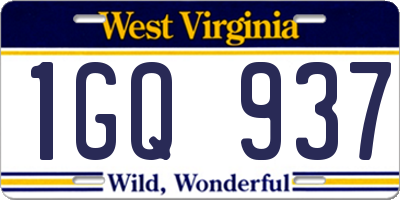 WV license plate 1GQ937