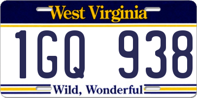 WV license plate 1GQ938