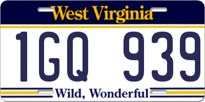 WV license plate 1GQ939
