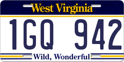 WV license plate 1GQ942