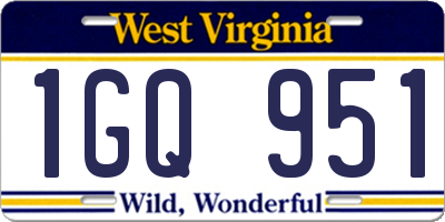 WV license plate 1GQ951