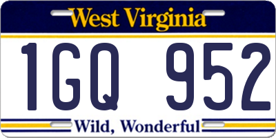 WV license plate 1GQ952