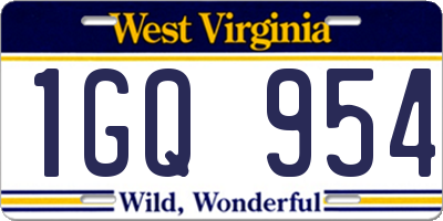 WV license plate 1GQ954