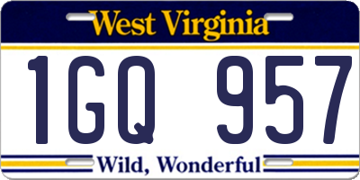 WV license plate 1GQ957