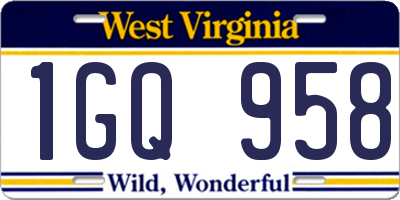 WV license plate 1GQ958