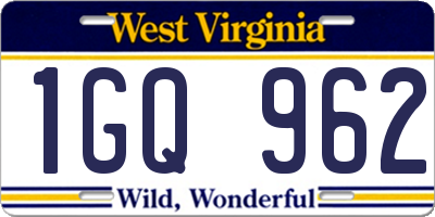 WV license plate 1GQ962