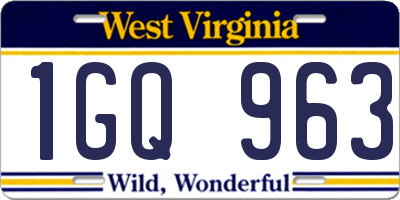 WV license plate 1GQ963