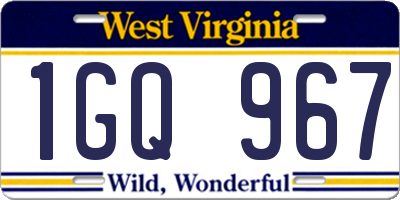 WV license plate 1GQ967