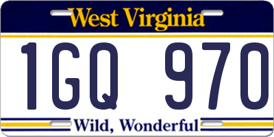 WV license plate 1GQ970