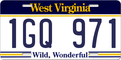 WV license plate 1GQ971