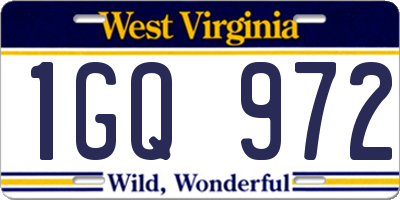 WV license plate 1GQ972