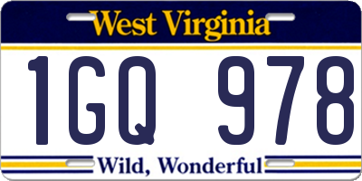 WV license plate 1GQ978