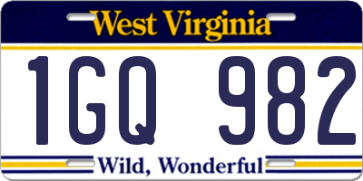 WV license plate 1GQ982