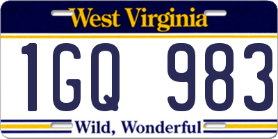 WV license plate 1GQ983