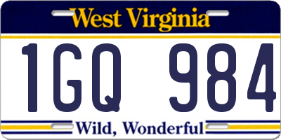 WV license plate 1GQ984