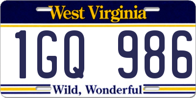 WV license plate 1GQ986