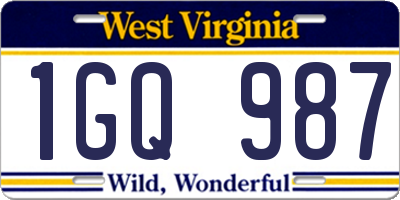 WV license plate 1GQ987