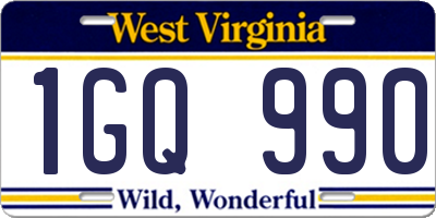 WV license plate 1GQ990