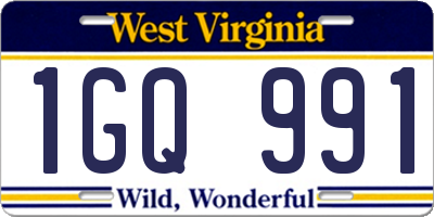 WV license plate 1GQ991