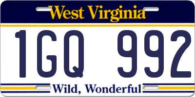 WV license plate 1GQ992