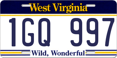 WV license plate 1GQ997
