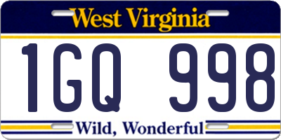 WV license plate 1GQ998