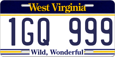 WV license plate 1GQ999
