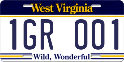 WV license plate 1GR001