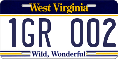 WV license plate 1GR002