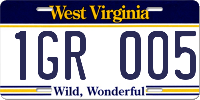 WV license plate 1GR005