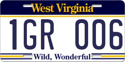 WV license plate 1GR006