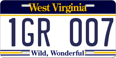 WV license plate 1GR007