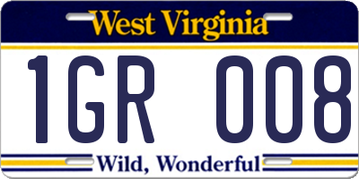 WV license plate 1GR008