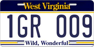 WV license plate 1GR009