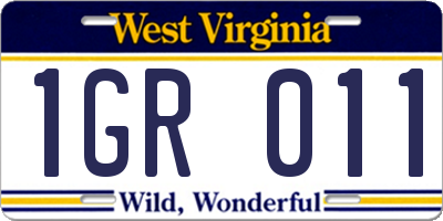WV license plate 1GR011