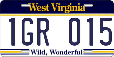WV license plate 1GR015
