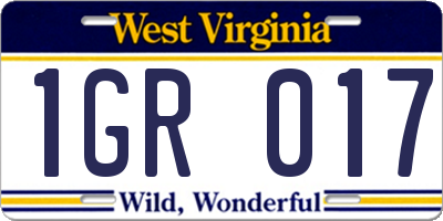 WV license plate 1GR017