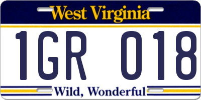 WV license plate 1GR018