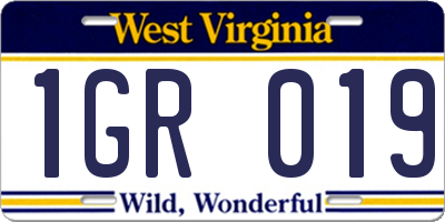 WV license plate 1GR019