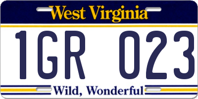 WV license plate 1GR023