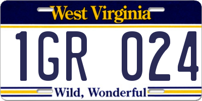WV license plate 1GR024