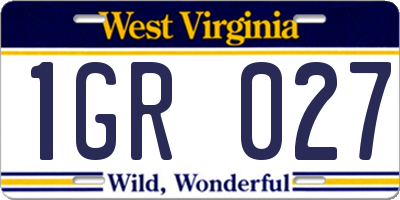 WV license plate 1GR027